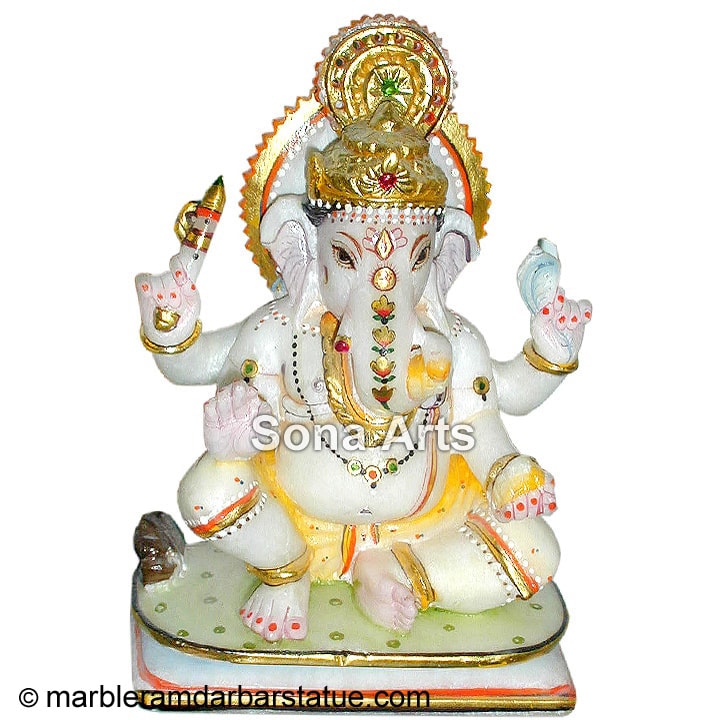 Seated Ganesh Statue With 4 Arms