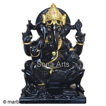 Black Stone Ganesha Statue