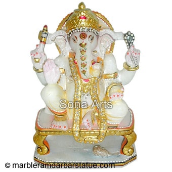 Marble Ganesha Seated On Chair