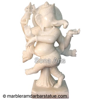 White Marble Dancing Ganesh Statue