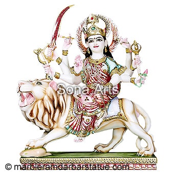 White Marble Durga Maa Moorti