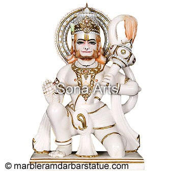 White Hanuman Marble Statue