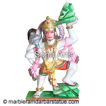 Marble Hanuman Statue carrying Mountain