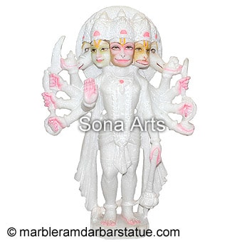White Marble Panchmukhi Hanuman Murti