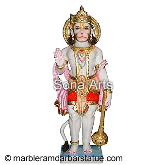 Marble Standing Hanuman Statue