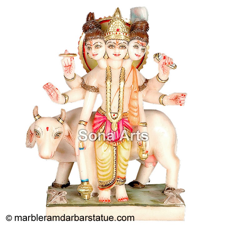 White Marble Dattatreya Statue