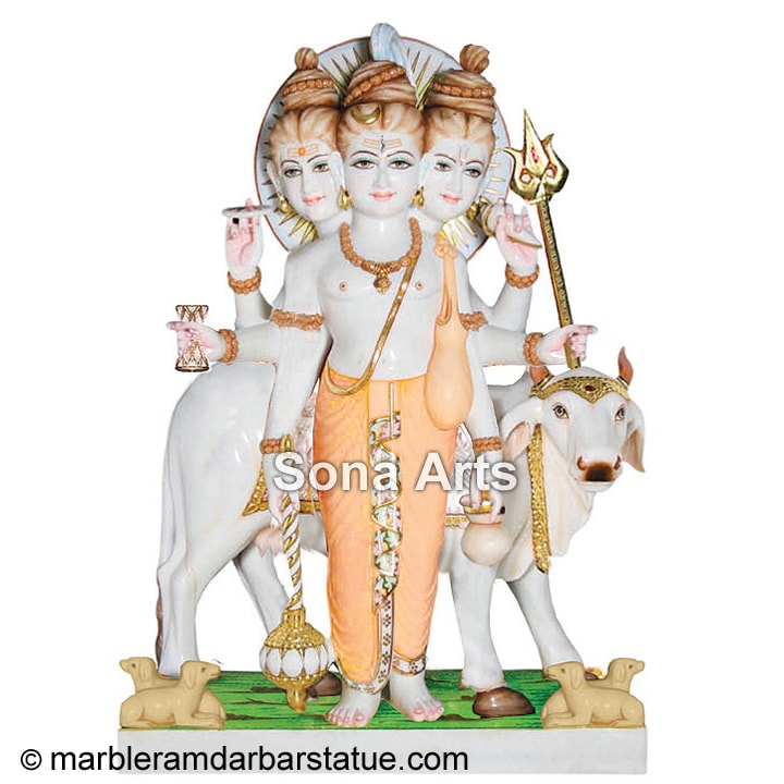 God Dattatreya Marble Statue