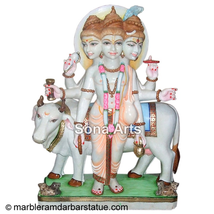 Marble Standing Dattatreya Statue
