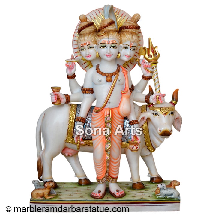 White Dattatreya Marble Statue in Jaipur