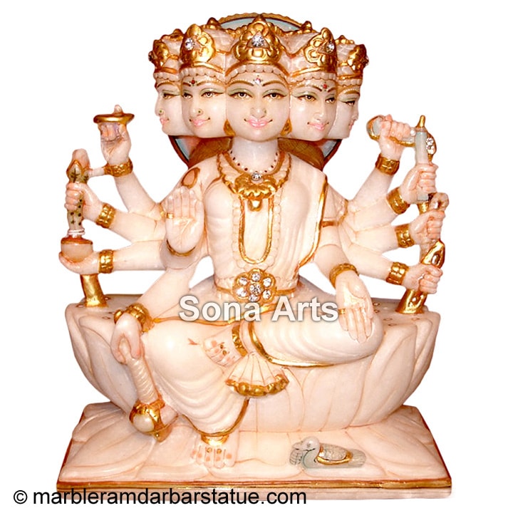Marble Panchmukhi Gayatri Mata Statue