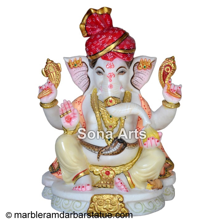 Ganesh White Marble Statue