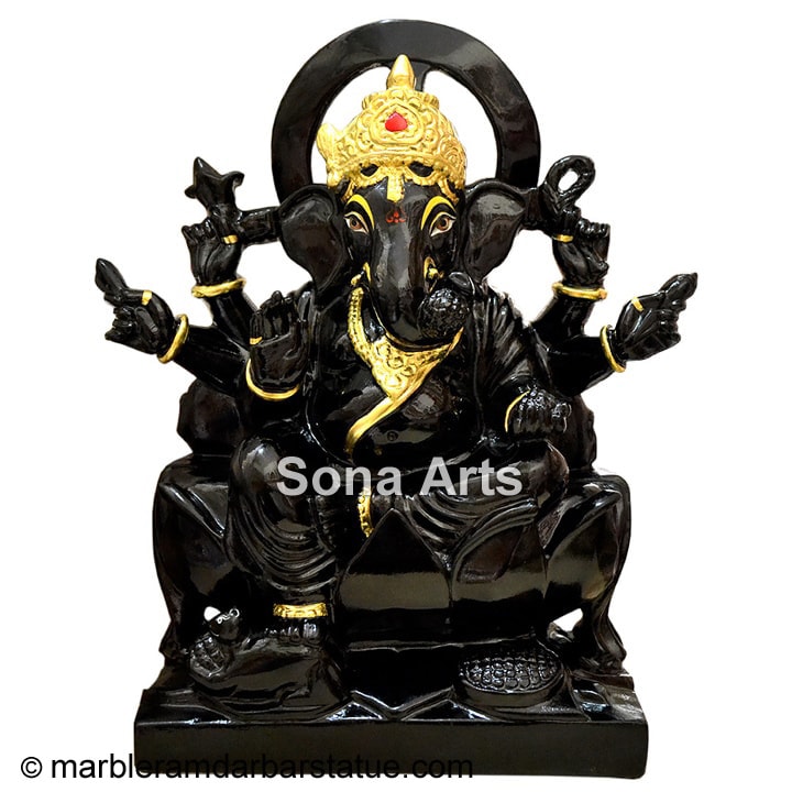 Black Marble Ganapati Statue