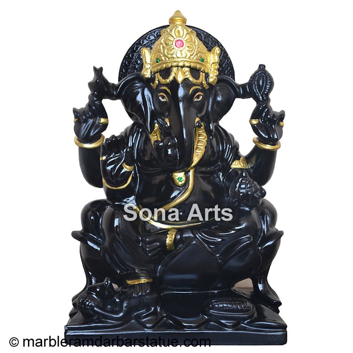 Black Stone Ganesha Statue