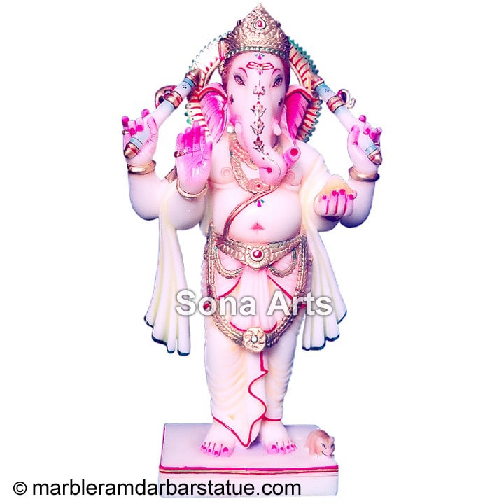 White Marble Standing Ganesh Statue