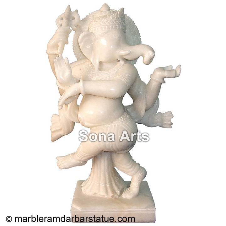 White Marble Dancing Ganesh Statue