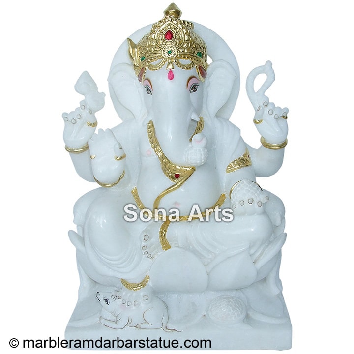 Marble White Ganesh ji Statue - ganesh figurine manufacturer exporter Jaipur