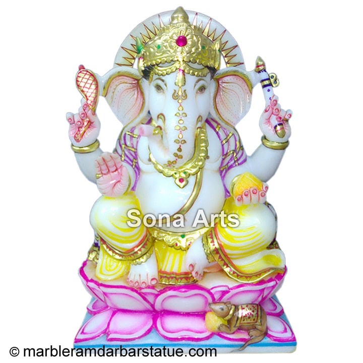 Stone Seated Ganesha Sculpture