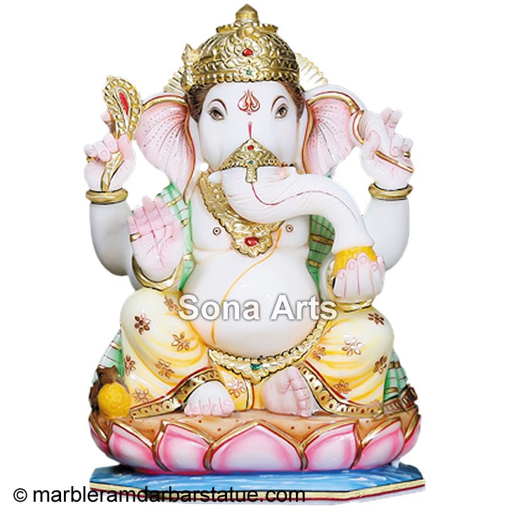 Marble Abhaya Mudra Ganesh Statue
