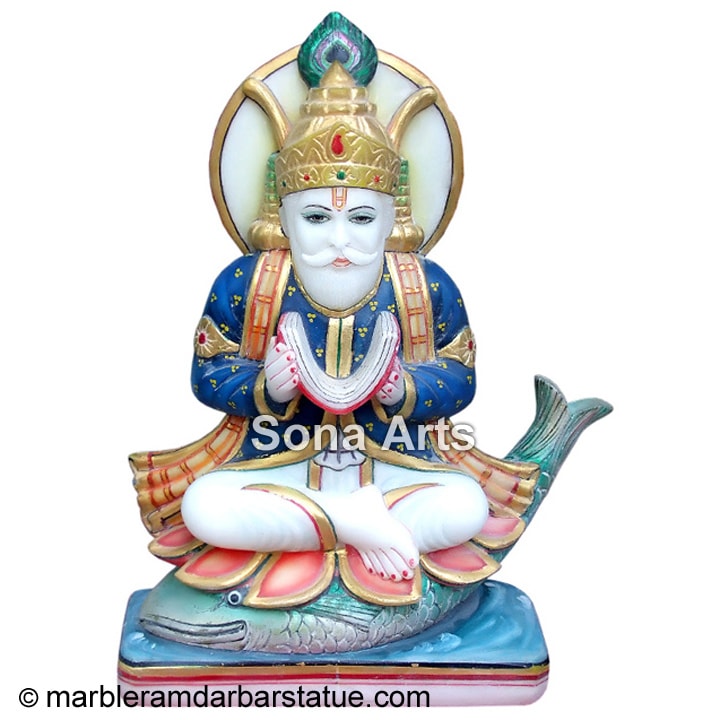 Beautiful Marble Jhulelal Murti