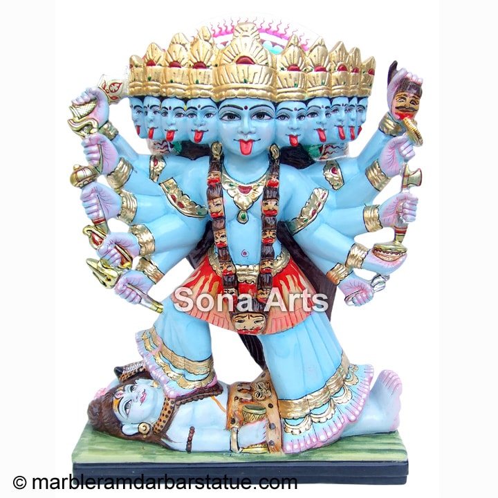 Marble Maa Kali Statue with ten hands