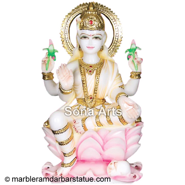 White Marble Lakshmi Sculpture