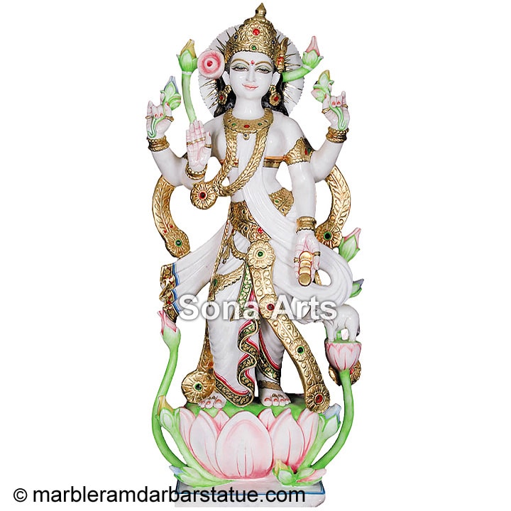 Standing Marble God Laxmi Murti