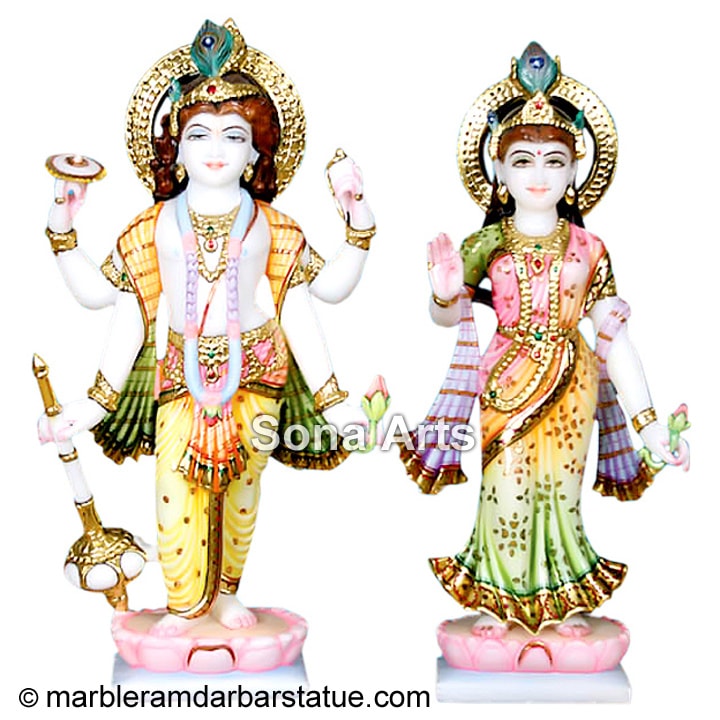Makrana Marble Laxmi Narayan Statue