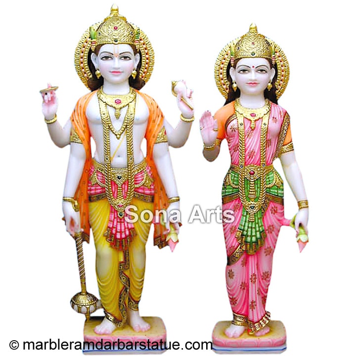 Vishnu Ji Laxmi Maa Marble Statues