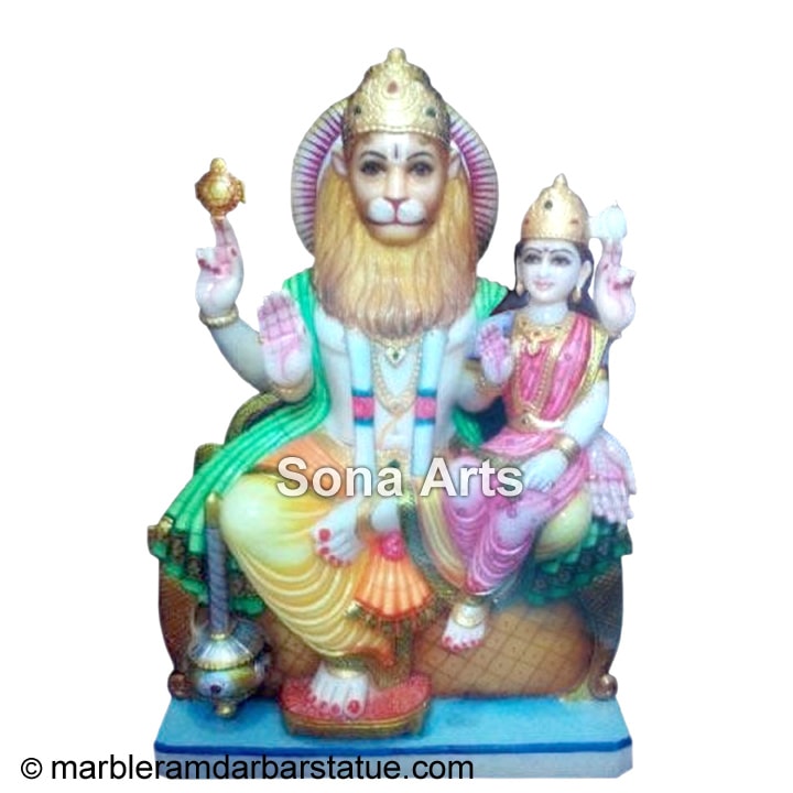 Marble Narasimha Statue with Laxmi