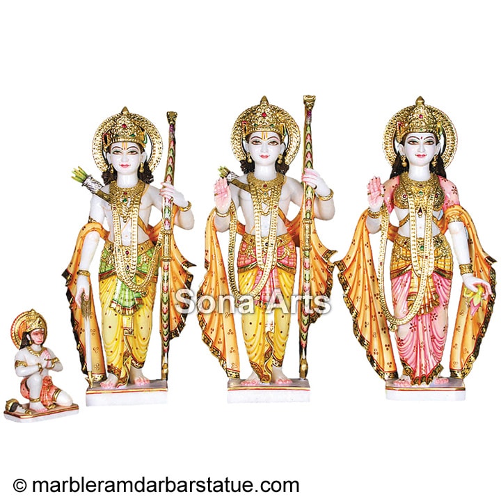 White Ram Parivar Statue with Painting work