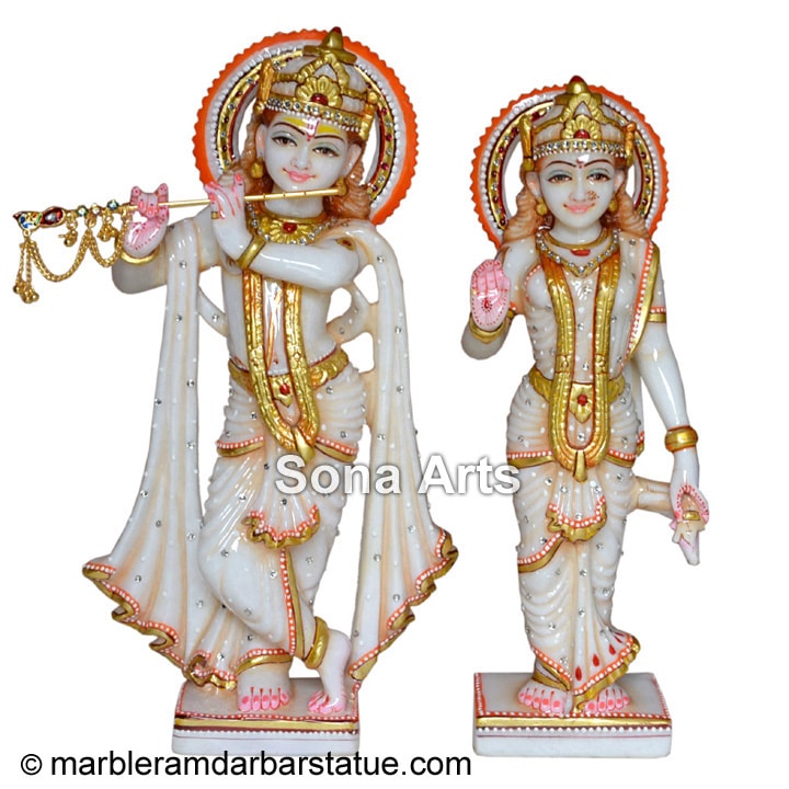 White Marble Radha Krishna Statue