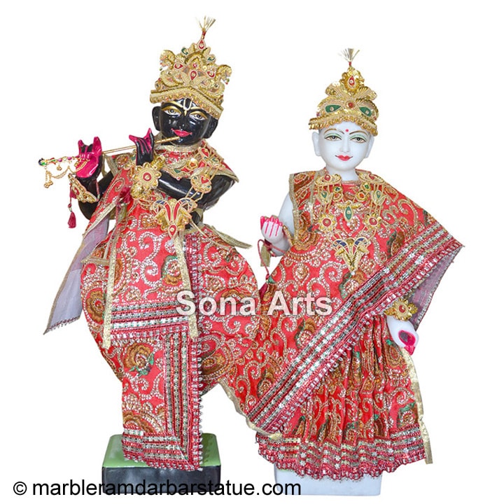 Iskcon radha krishna statue stone