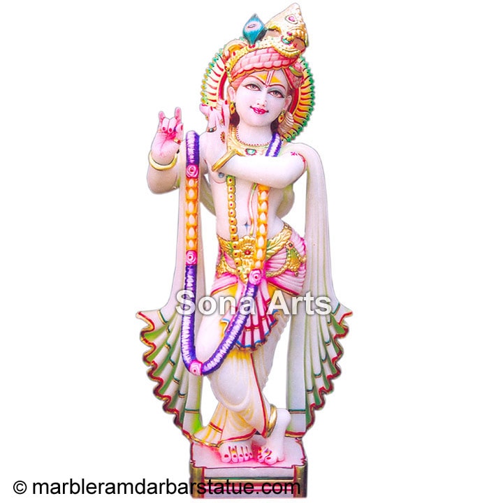 White marble krishna statue