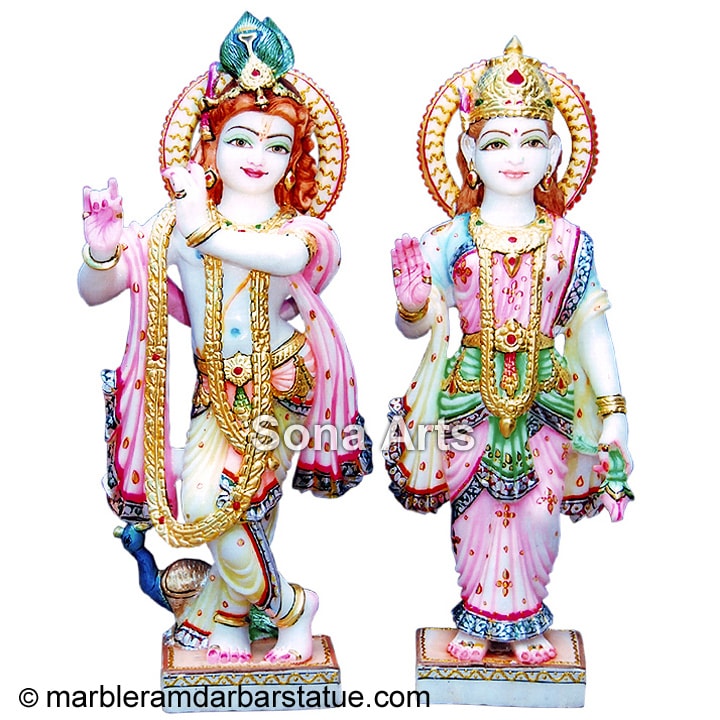 White Makrana Marble Radha Krishna Statue