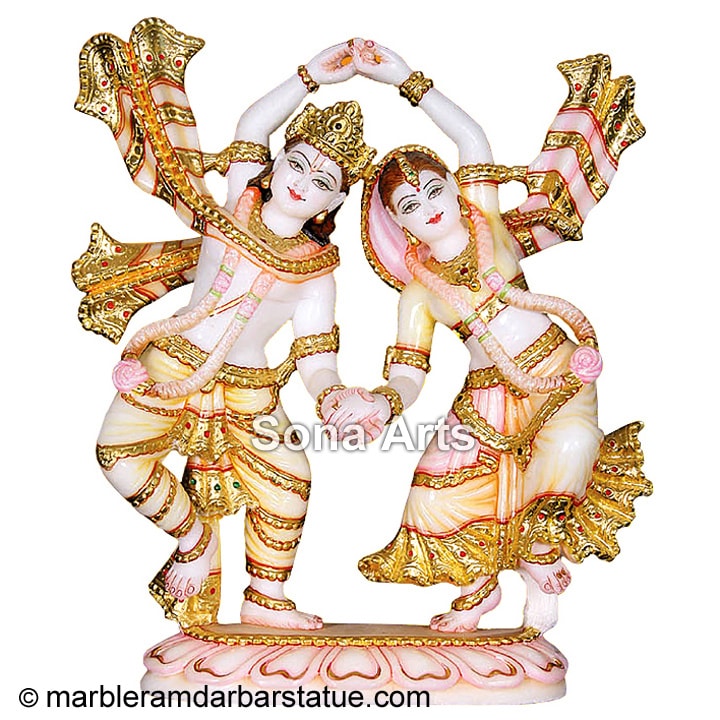 Marble Radha Krishna Dancing Statue