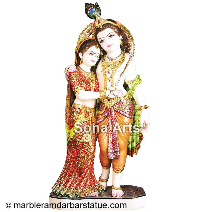 White Makrana Marble Radha Krishna Statue