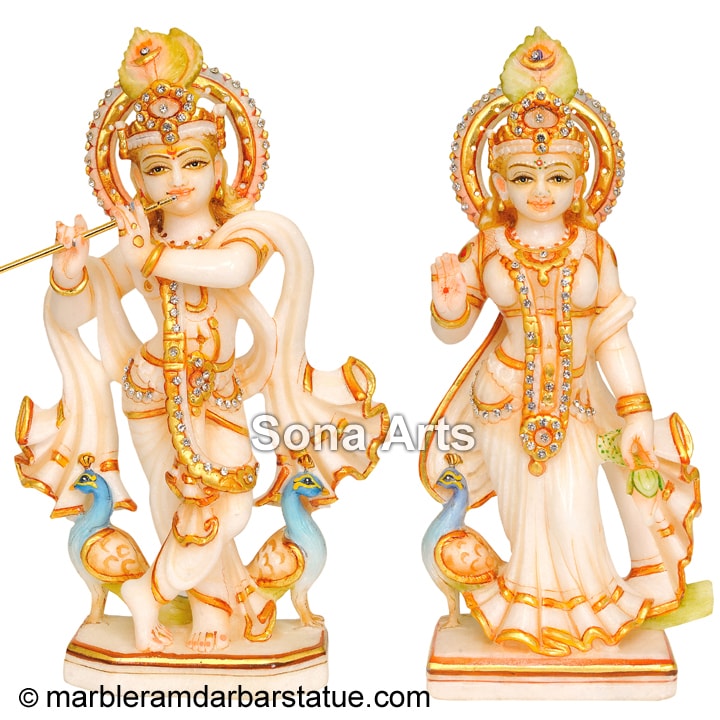 White Marble Radha Krishna Statue