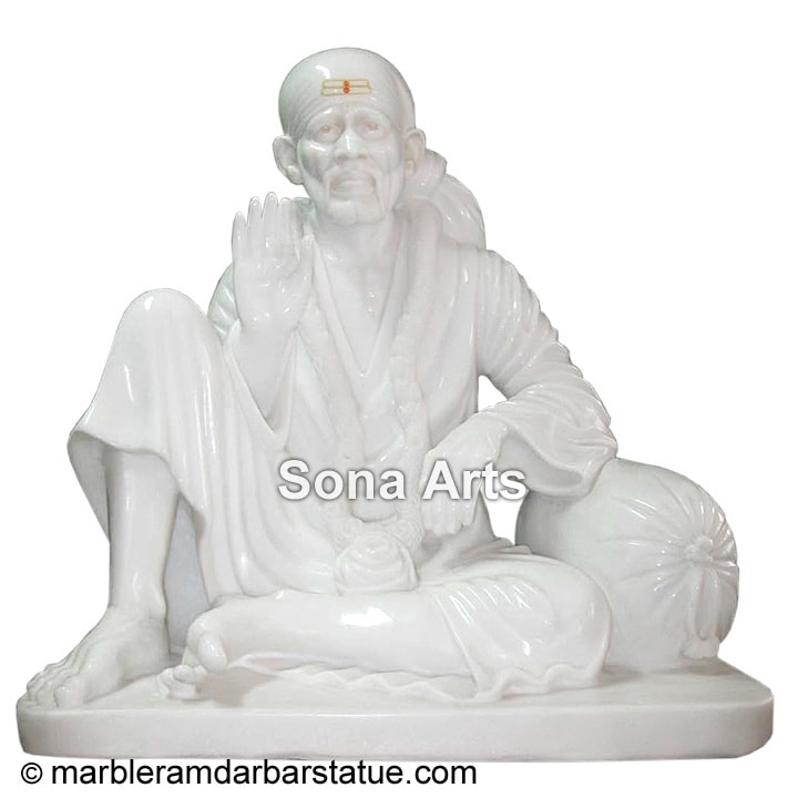 White Blessing Dwarka Mai Marble Statue