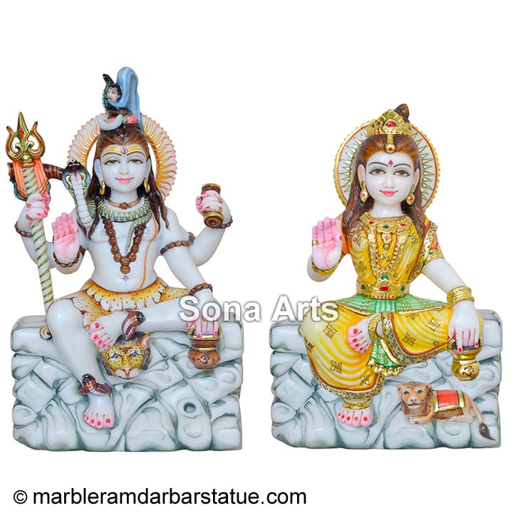 Marble Shankar Parvati Statue
