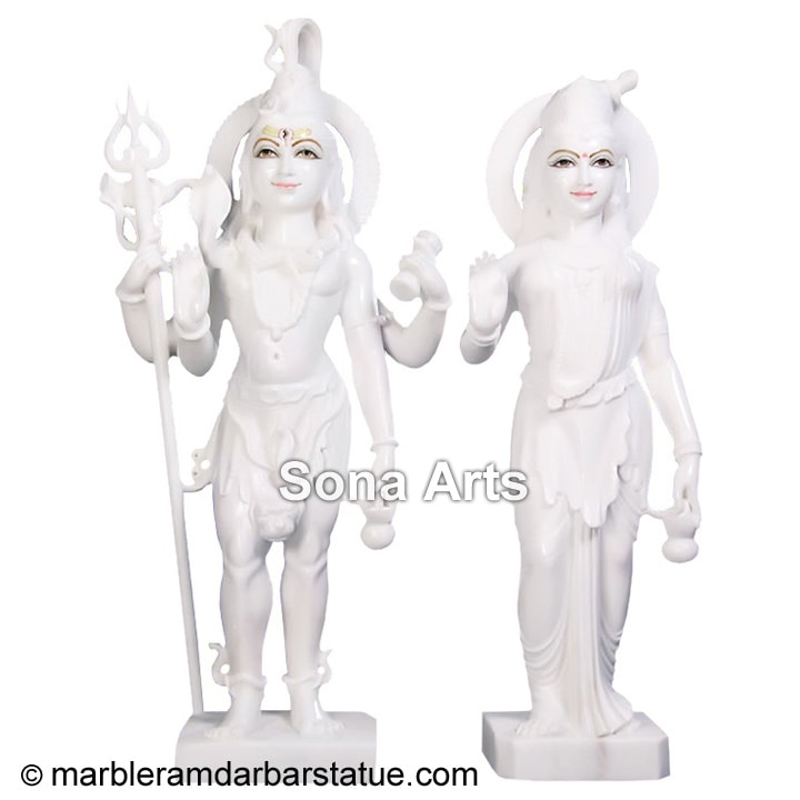 White Marble Standing shiv parvati murti online