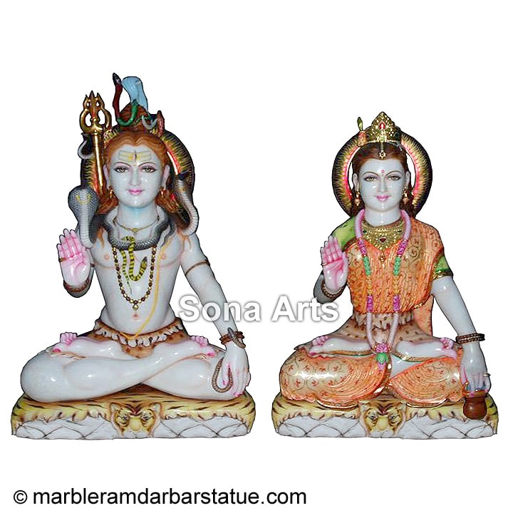 Shiv Parvati Marble Statue
