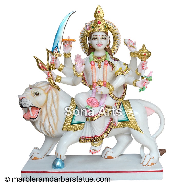 Marble Durga Goddess Sculpture