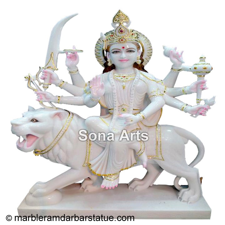Traditional White Decorative Maa Durga Statues