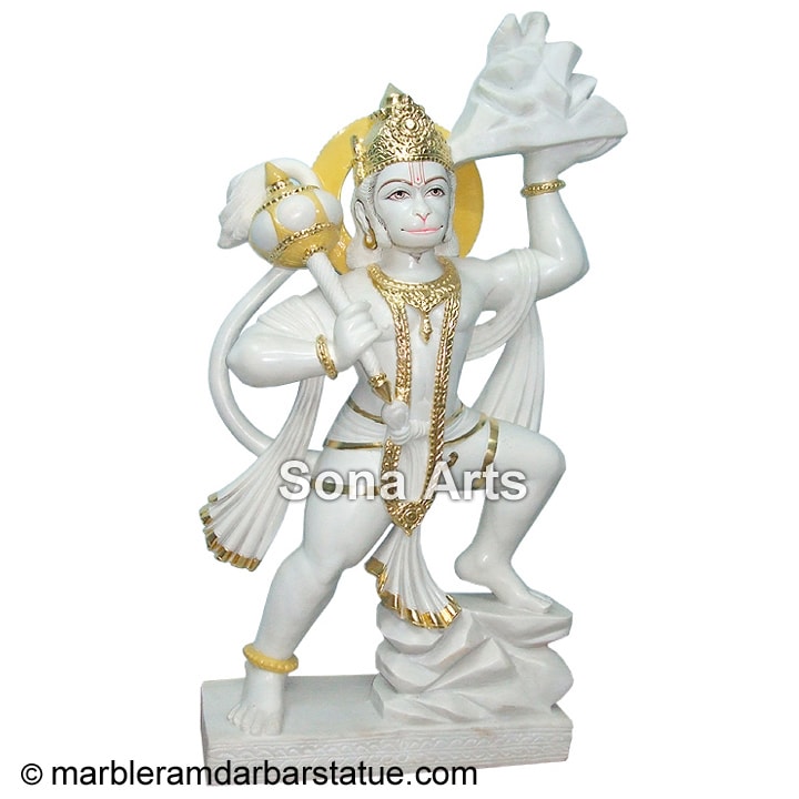 White Marble Veer Hanuman Moorti