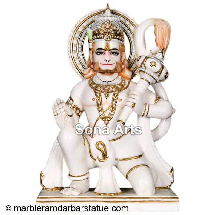 White Hanuman Marble Statue