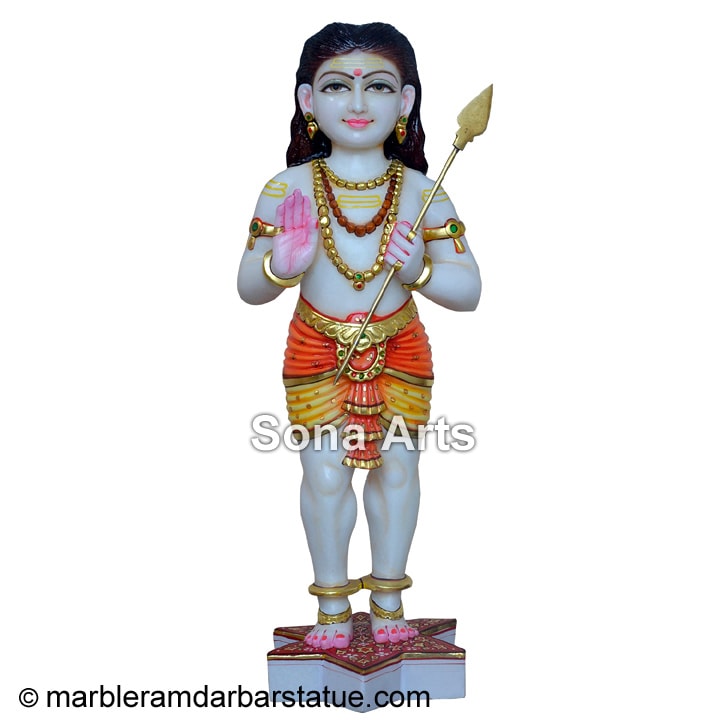 White Marble Karthikeya Staue