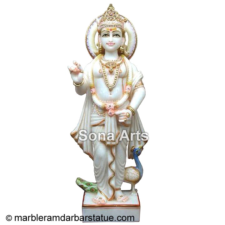 White Marble Muruga Staue