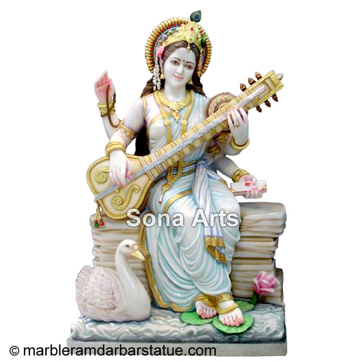 Saraswati Stone Statue