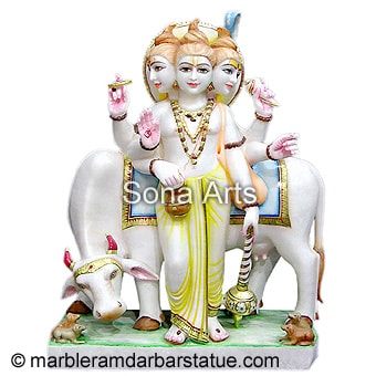 White Dattatreya Marble Statue Online