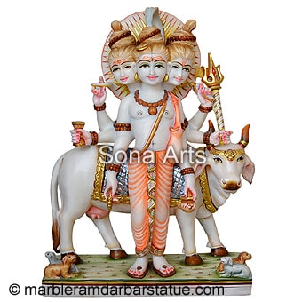 White Dattatreya Marble Statue in Jaipur